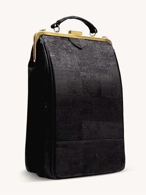 Bobobark Structured Black Backpack with Gold-Trim Top Handle